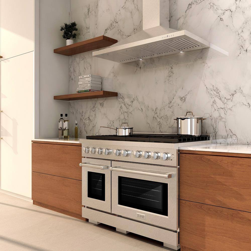 ZLINE 48" Stainless Steel Double Oven Gas Range with Griddle