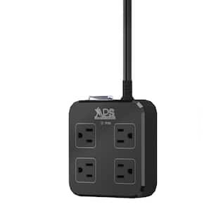 4-Outlets Power Strip Surge Protector Weatherproof and Waterproof with 6 ft. Extension Cord/Overload Protection in Black