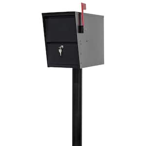 LetterSentry Black Post Mount Locking Mail and Small Parcel Box