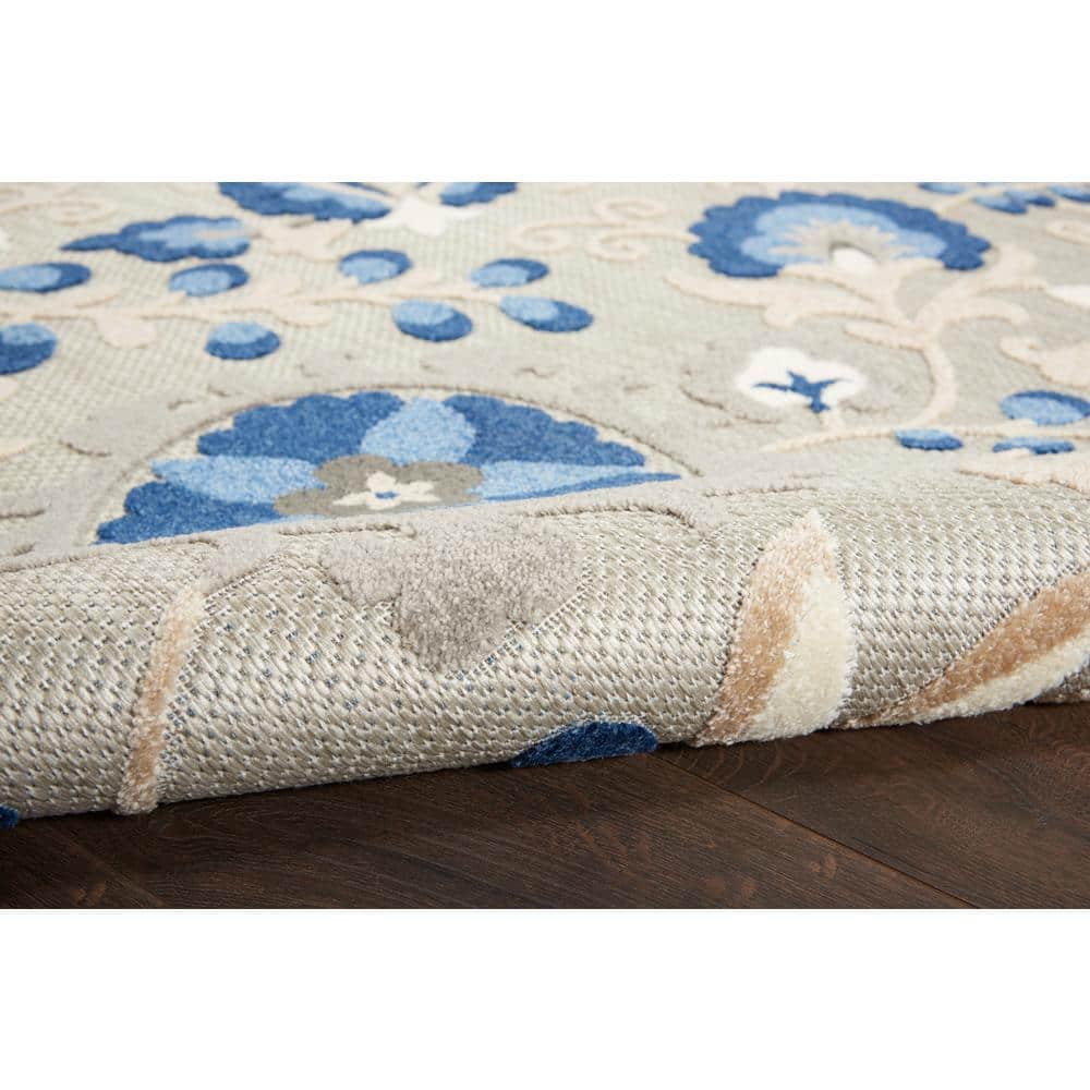 Aloha Natural/Blue Floral 6' x 9' Synthetic Outdoor Area Rug
