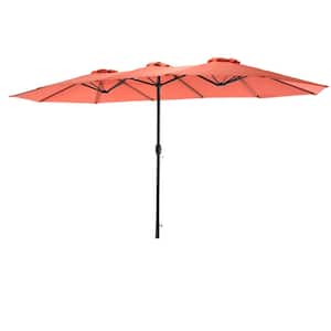14.8 ft. Double-Sided Market Patio Umbrella in Orange with Crank