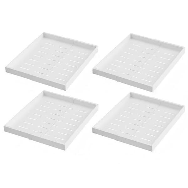 21 in. 4-Pack Expandable Pull Out Cabinet Organizer, 3 Slide Rails Sliding Drawer for Kitchen Cabinet Organizer (White)