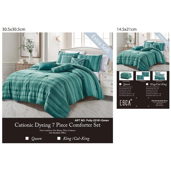 Cal King Rainbow Collection Luxury 7-Piece Floral Comforter Set Queen King 