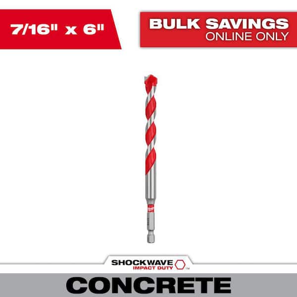 Milwaukee 7/16 in. x 4 in. x 6 in. SHOCKWAVE Carbide Hammer Drill Bit