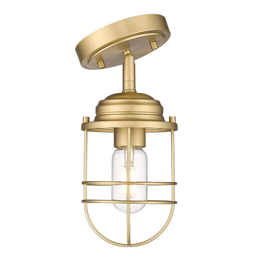 Brushed Champagne Bronze Glass Semi-Flush Mount Light