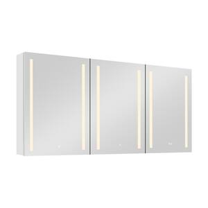 60 in. W x 30 in. H Larde Rectangular Aluminum Surface Mount Frameless LED Medicine Cabinet with Mirror and Defogging