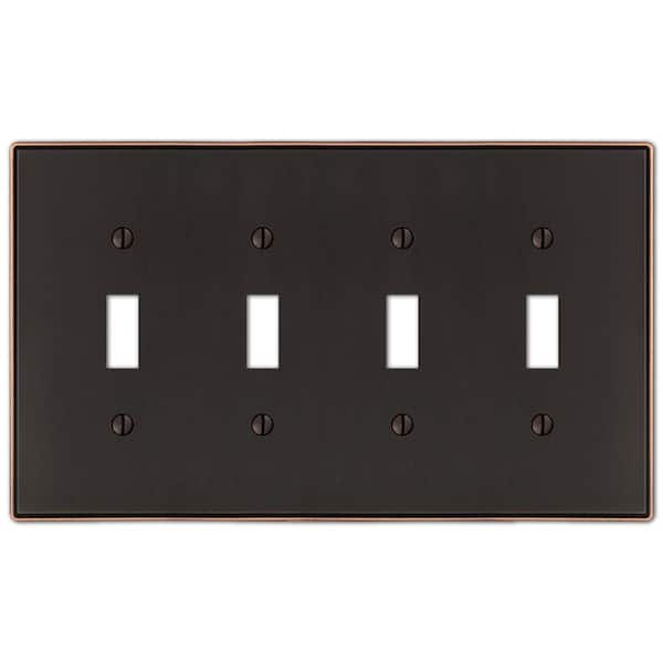 Ansley 4 Gang Toggle Metal Wall Plate - Aged Bronze