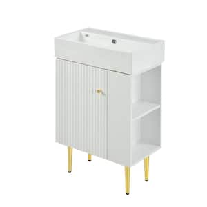 21.6 in. W x 12.2 in. D x 33.9 in. H Bath Vanity Cabinet without Top in White, Single Ceramic Vessel Sink, Right Side
