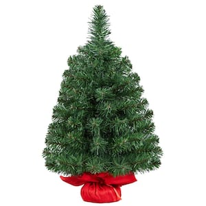 2 ft. Mini Artificial Christmas Tree Tabletop Holiday Decoration with Cement Base