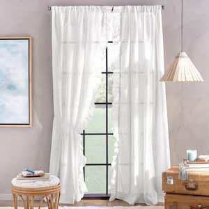 White Solid Rod Pocket Sheer Curtain - 50 in. W x 108 in. L
