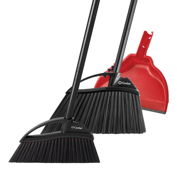 O-Cedar CB064007 MaxiClean Angle Broom, Flagged Pet Bristles, 56 Handle, Black, 6/Carton