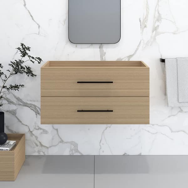 VOLPA USA AMERICAN CRAFTED VANITIES Napa 36 in. W. x 18 in. D x 21 in. H Single Sink Bath Vanity Cabinet without Top in Sand Pine, Wall Mounted