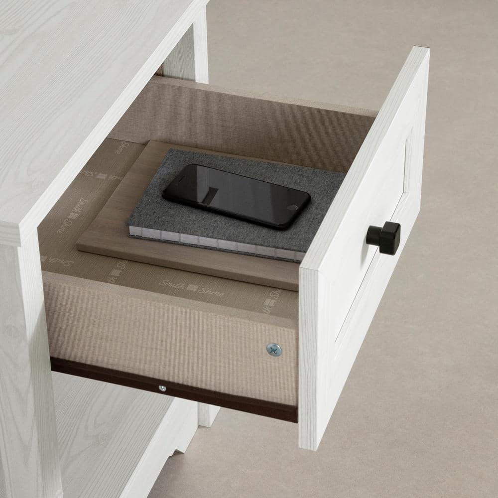 White Pine Rectangular Wood End Table with Storage