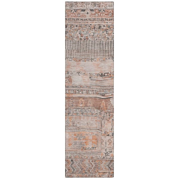 Chantille Machine Washable Indoor/Outdoor Abstract ACN1835 Terracotta 2 ft. 3 in. x 7 ft. 6 in. Runner Rug