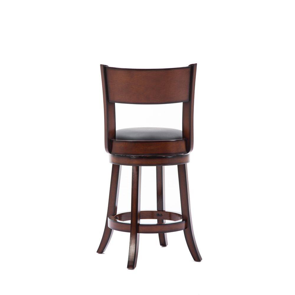 Palmetto 24" Brandy Black Leather Swivel Counter Stool