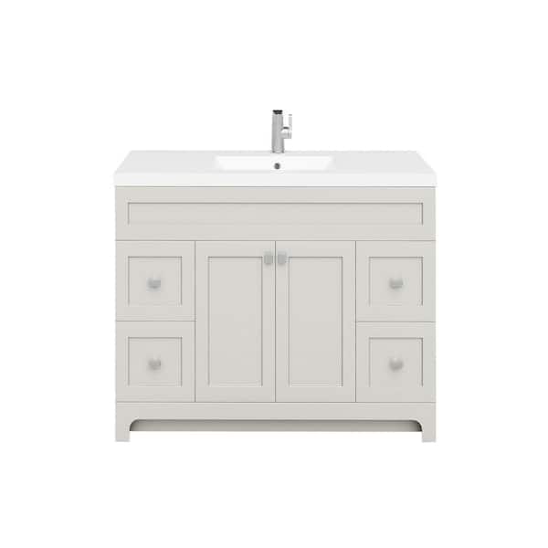 Cutler Kitchen and Bath Daisy 48 in. W x 21 in. D x 36.5 in. H S/Sink Free Standing Bath Vanity in Willow Gray with Cultured Marble Top in White