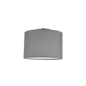 11.8 in. 1-Light Gray Semi-Flush Mount with Fabric Shade and No Bulbs Included