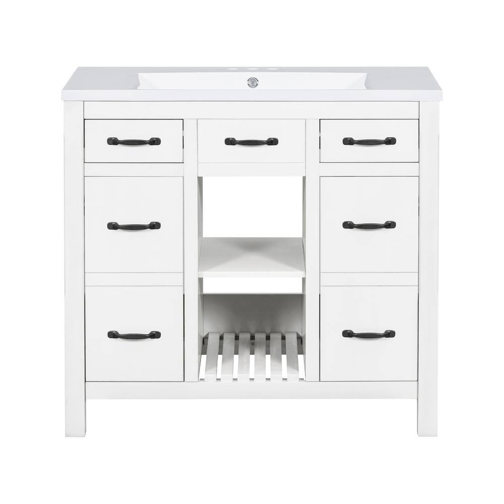 36 in. W Wood Freestanding Undermount Sink White Bath Vanity with White Resin Top price history on PriceWatchPro