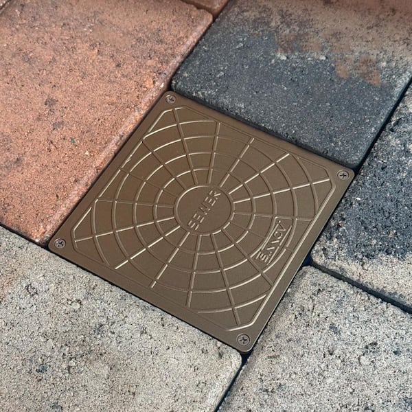 5.5 in. Premium Bronze Heavy Duty Square Paver Cleanout Grate for septic and sewage Cleanout-Cover Made in the USA