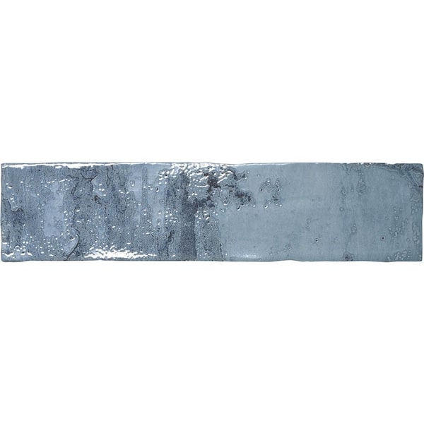 Splash Neptune Blue 3 in. x 12 in. Textured Look Subway Ceramic Wall Tile Sample