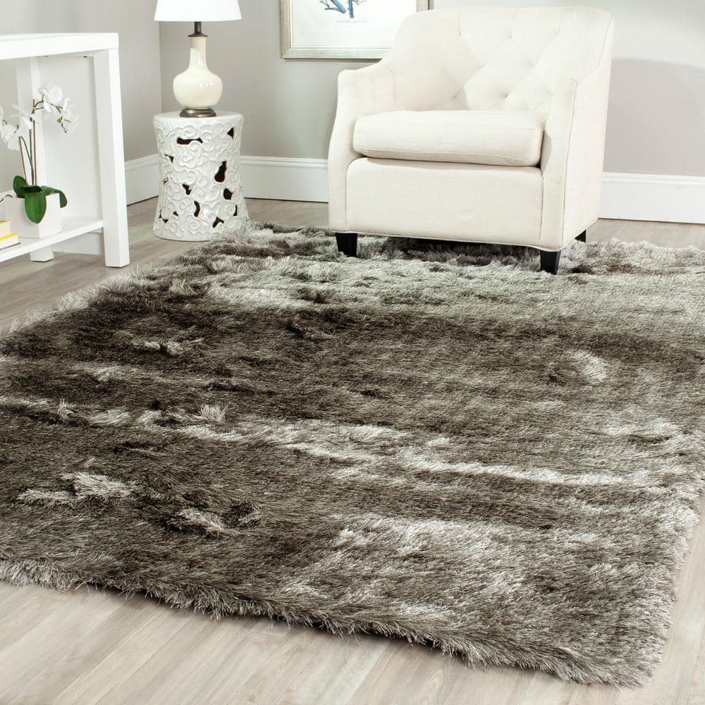Luxe Silver Hand-Tufted 10' x 14' Shag Wool Blend Area Rug