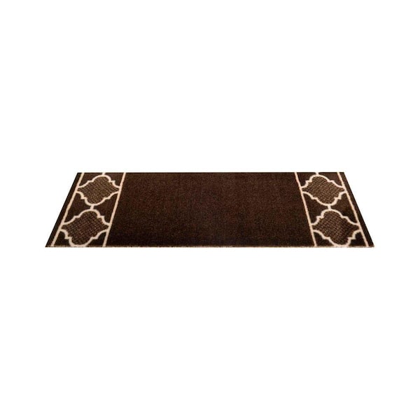 Indoor Trellis Border Brown 8 in. x 26 in. PVC Backing Stair Tread Cover (Set of 13)