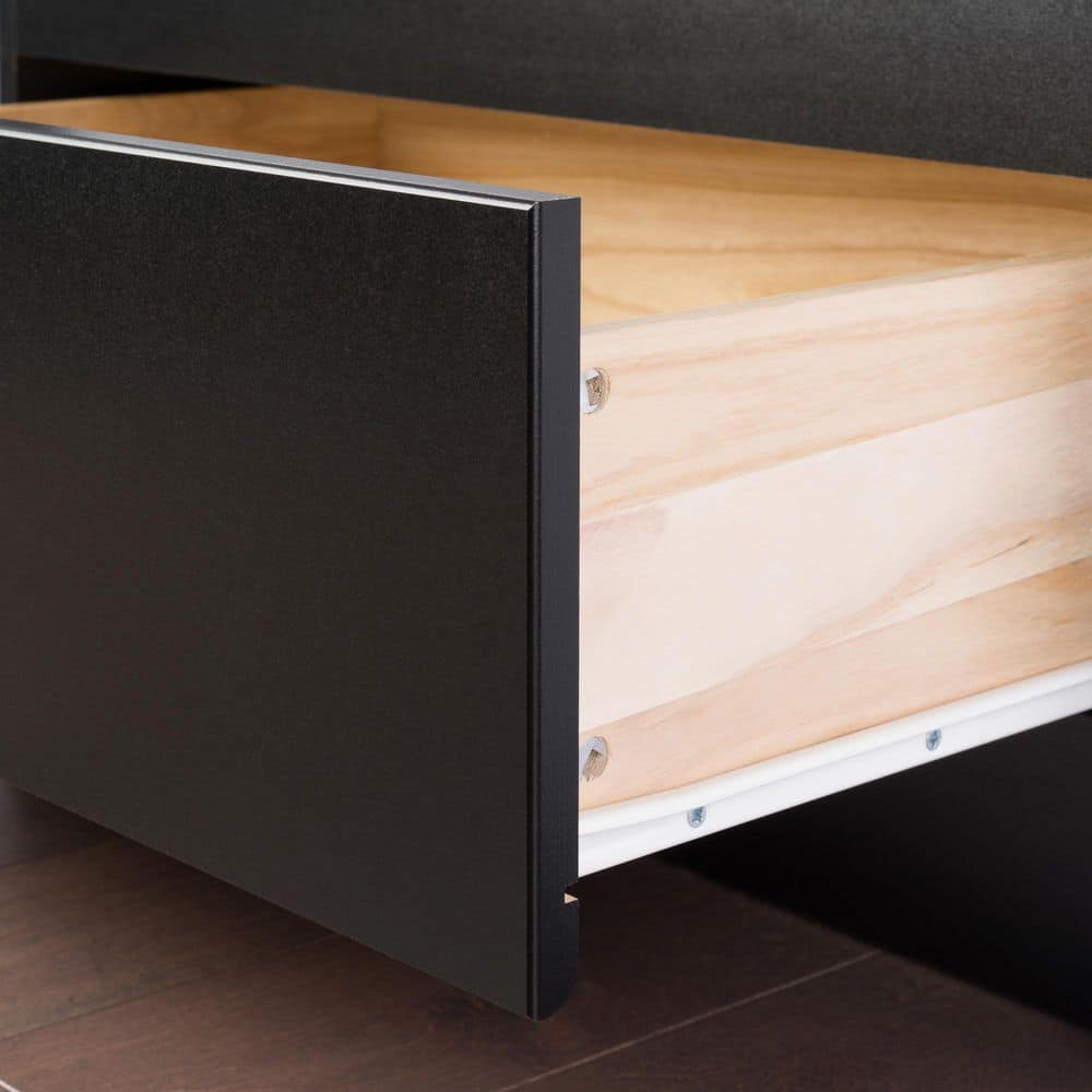 Black Twin XL Wood Platform Bed with 3 Storage Drawers