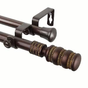 120 in. - 170 in. Telescoping Double Curtain Rod Kit in Cocoa with Dollop Finial