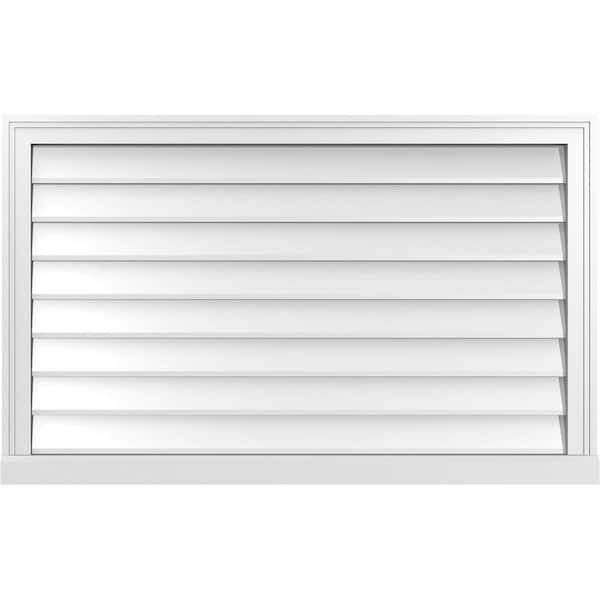 Ekena Millwork 42 in. x 26 in. Vertical Surface Mount PVC Gable Vent: Decorative with Brickmould Sill Frame
