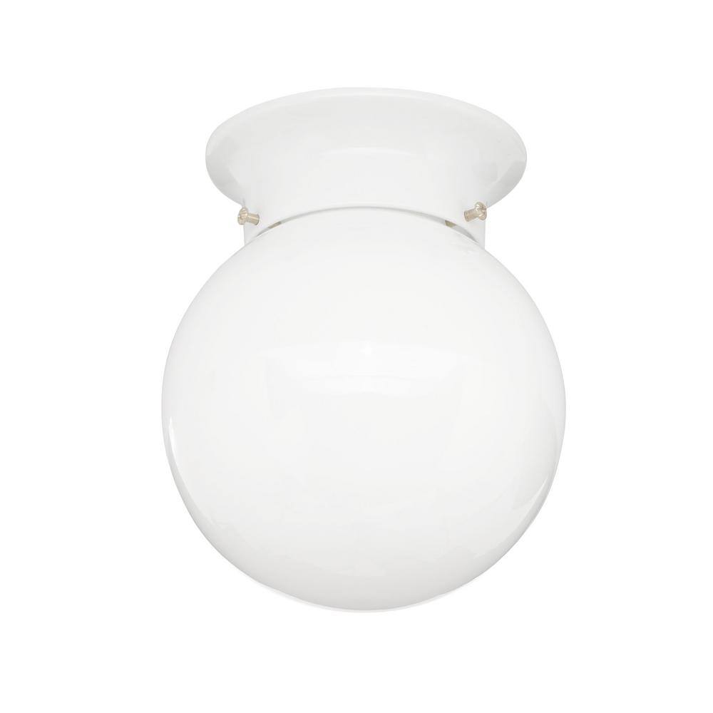 Minimalist White Glass Globe Flush Mount Ceiling Light