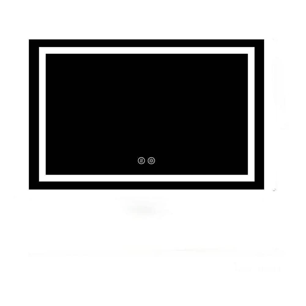 60 in. W x 40 in. H Rectangular Frameless LED Light Anti-Fog Wall Bathroom 