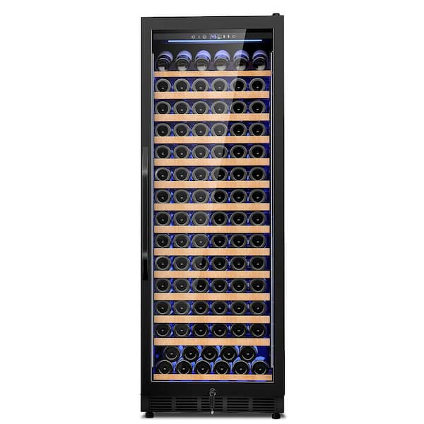 23.54 in. Single Zone Cellar Cooling 154-Bottles Wine Cooler with Removable Shelves and Safety Lock in Black