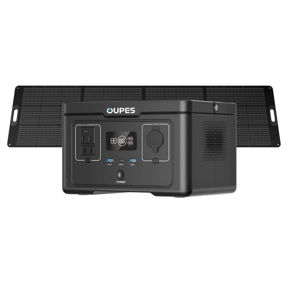 OUPES 600W/256Wh Solar Generator LiFePO4 Battery Push Button Start with 220W Panels for Camping, RV