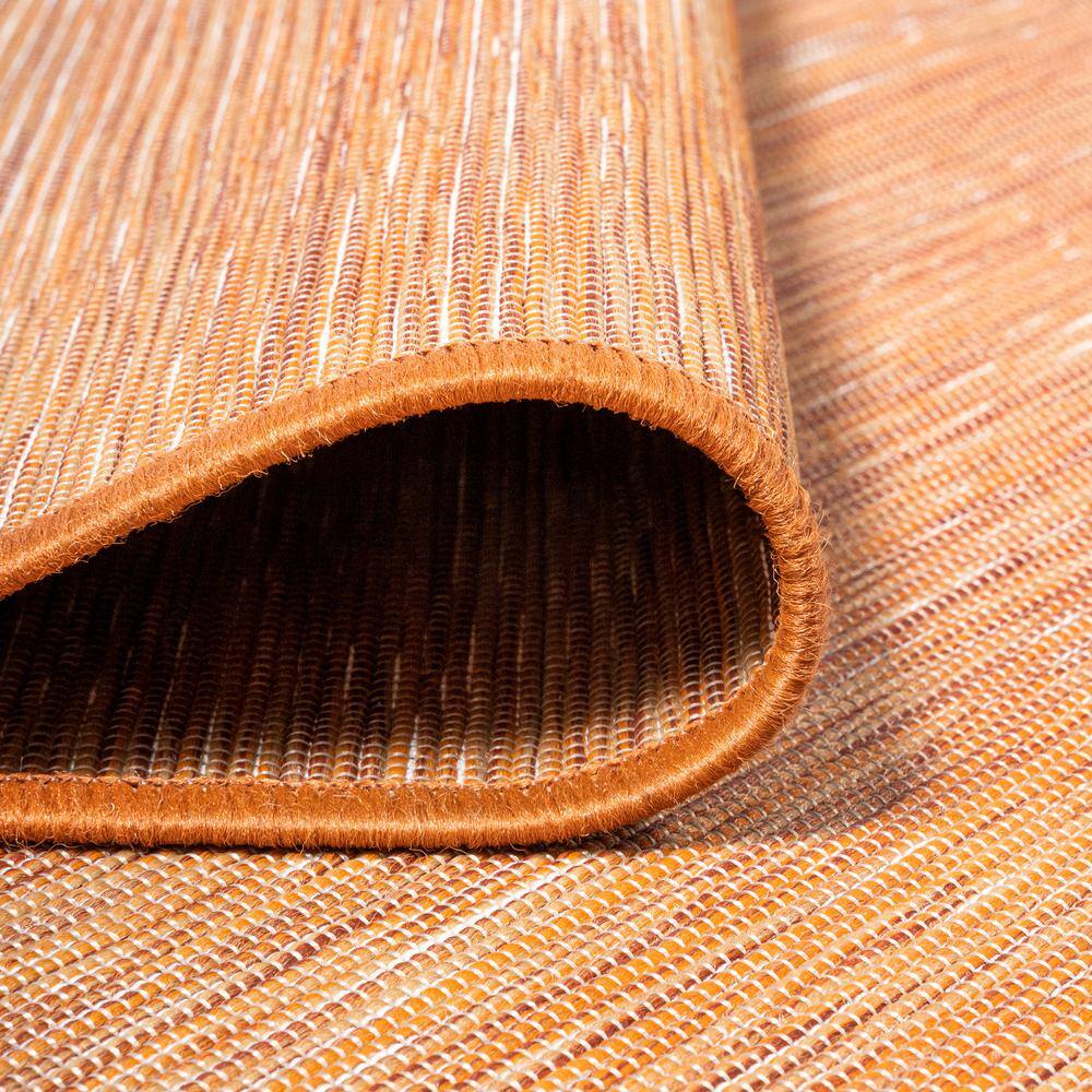 Ethan Modern Flatweave Solid Orange 6' Square Synthetic Rug
