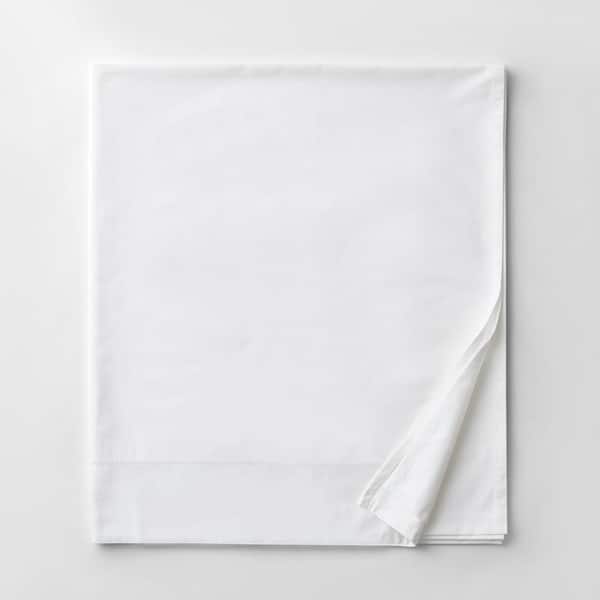 Legends Hotel Organic White Solid 300-Thread Count Legends Hotel Organic Sateen Queen Flat Sheet
