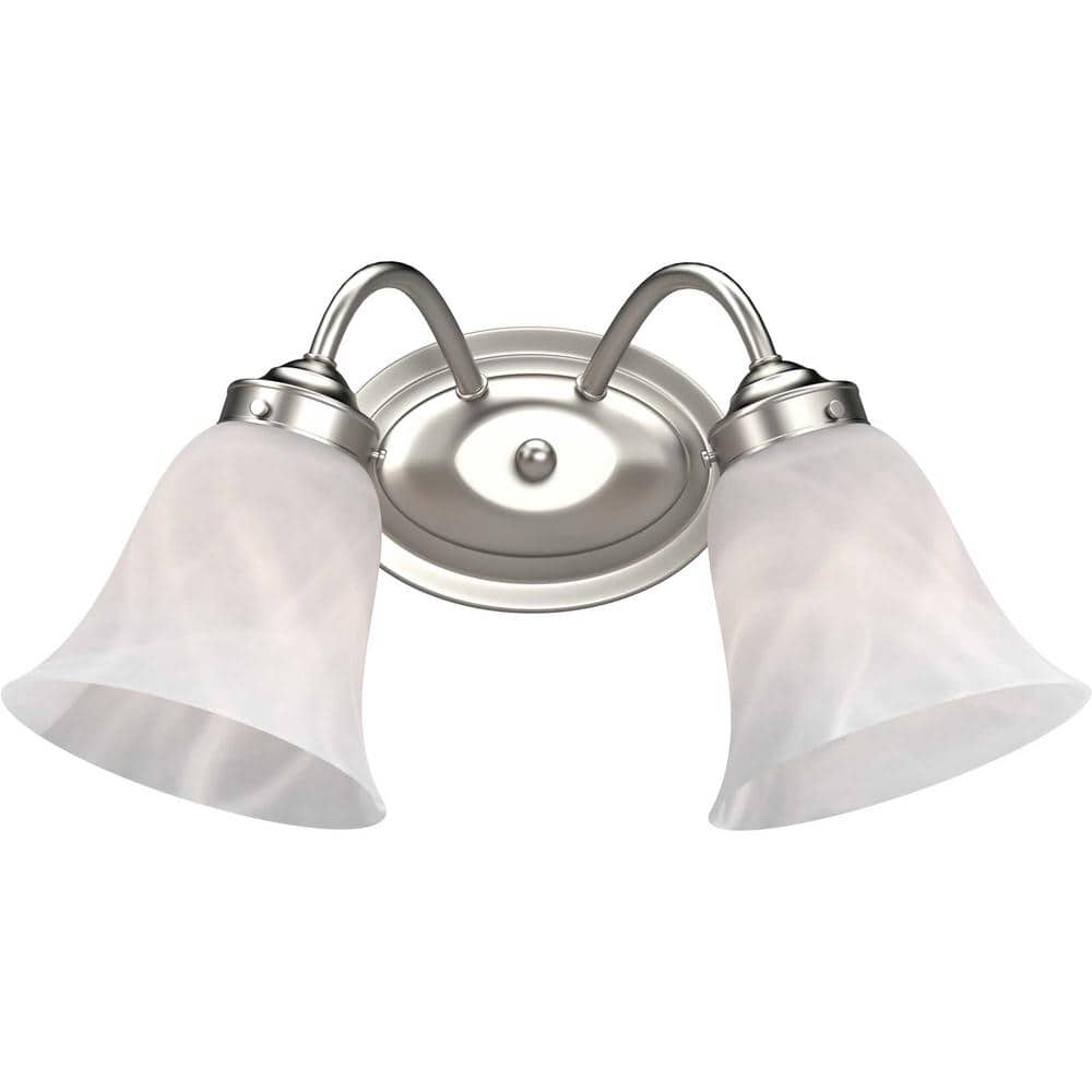 Barcelona Brushed Nickel 2-Light Alabaster Glass Wall Sconce