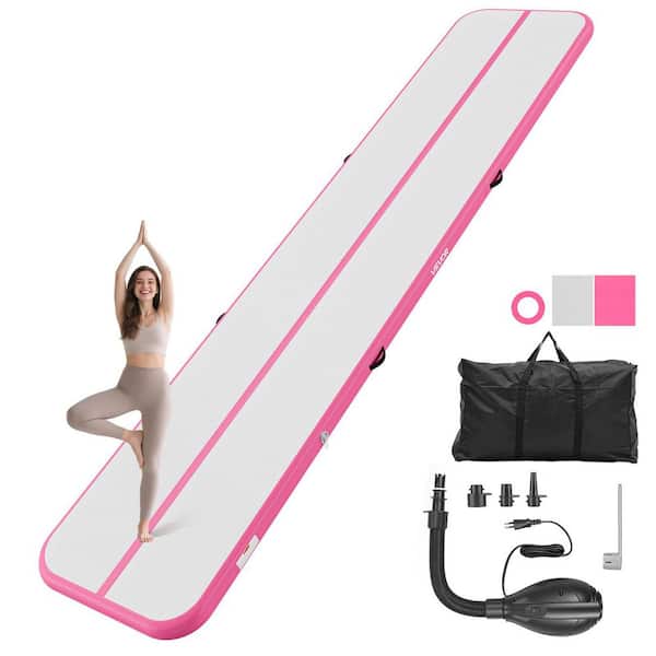16.4 ft. Inflatable Gymnastics Air Mat 4 in. Thick 54.12 sq. ft. Tumble Track Exercise Mat for Beach/Gym/Yoga, Pink