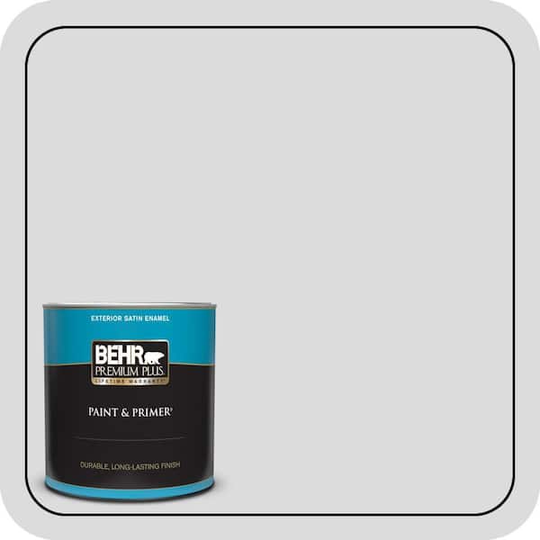 BEHR PREMIUM PLUS 1 qt. #N530-1 Pixel White Satin Enamel Exterior Paint & Primer