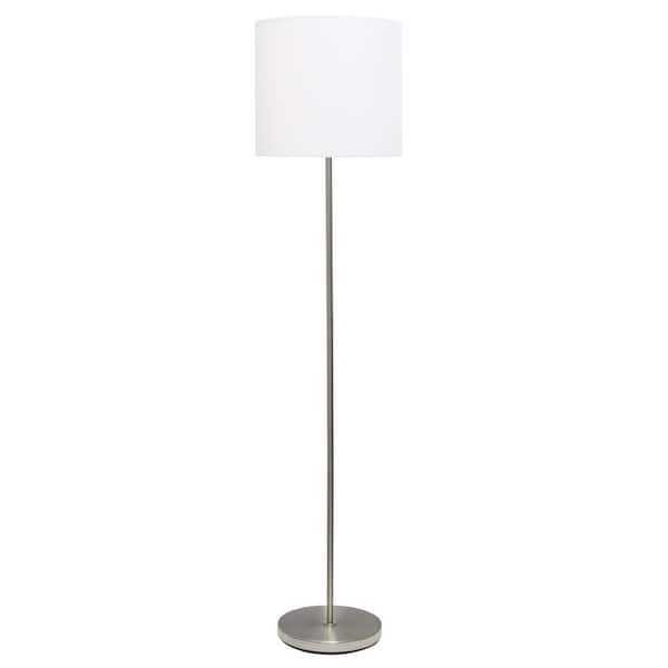 Simple Designs 58 25 In White Brushed, Floor Lamp With White Shade