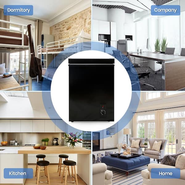 18 in. 2.5 cu. ft. Manual Defrost Chest Freezer with Removable Storage Basket, Adjustable Thermostat in Black