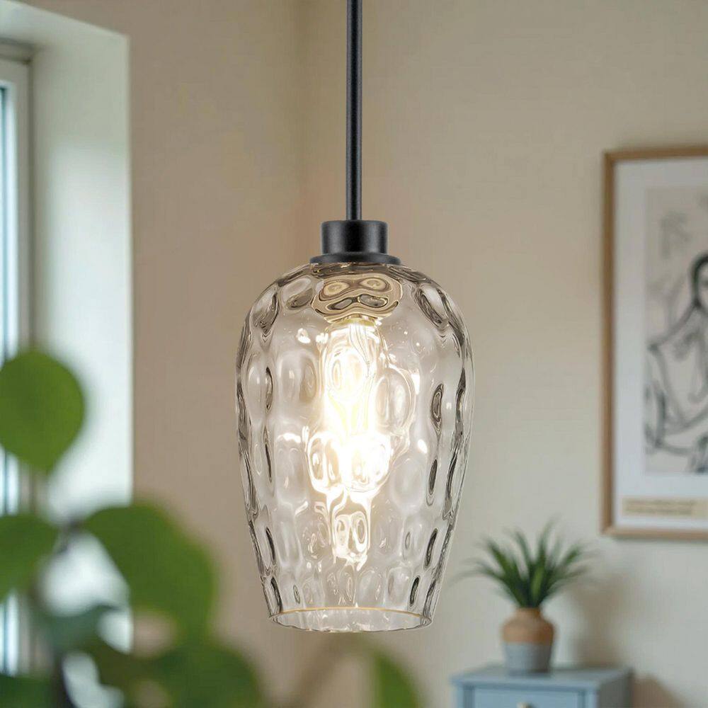 RayHome 60W 1-Light Black Modern Pendant Light Fixture Water-patterned for Dining Room or Kitchen Island price history on PriceWatchPro