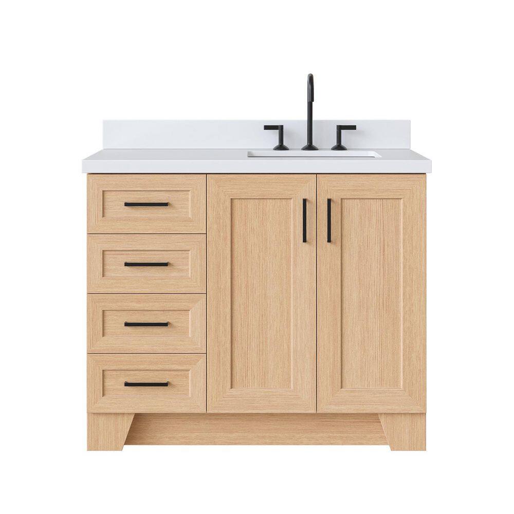 Taylor 42 in. Single Sink Freestanding Bath Vanity in Oak with Pure White Quartz Top price history on PriceWatchPro