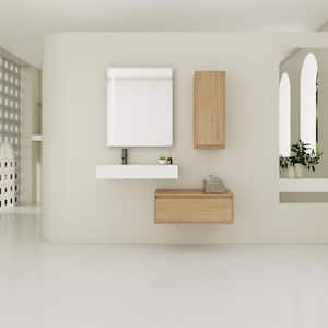 Jacques 29.5 in. W x 18.1 in. D x 15.8 in. H Floating Bath Vanity in Imitative Oak with White Resin Vanity Top