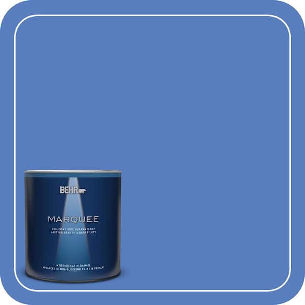 BEHR MARQUEE 1 qt. #MQ4-25 Blue Iolite One-Coat Hide Satin Enamel Interior Paint & Primer
