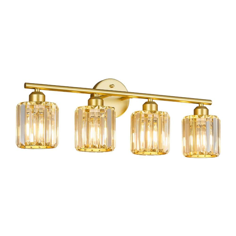26 in.2-Light Gold Clear Crystal Bathroom Vanity Light Over Mirror For Bathroom Dressing Table Bulbs Not Included price history on PriceWatchPro