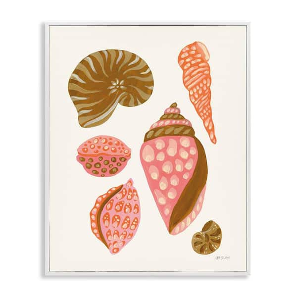 Stupell Industries Tropical Shell Collection by Yvette St. Amant White Framed Coastal Giclee Art Print 30 in. x 24 in.