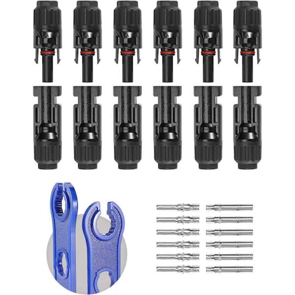 Vrbgify 12 PCS 10AWG Solar Panel Cable Connectors with 6 Pairs Male and Female