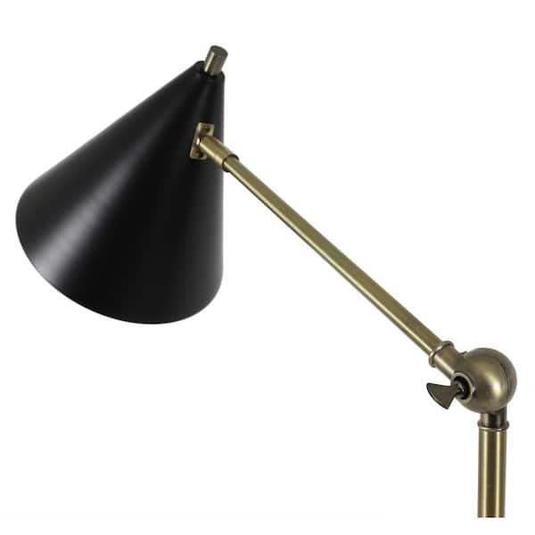 Decor Therapy John Mark 55 in. Black and Brass Metal Task Floor Lamp