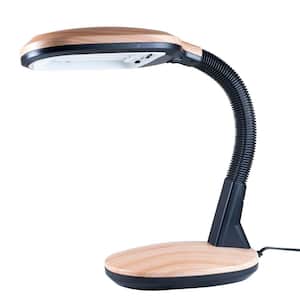 Deluxe Sunlight 22 in. Light Wood Grain Desk Lamp