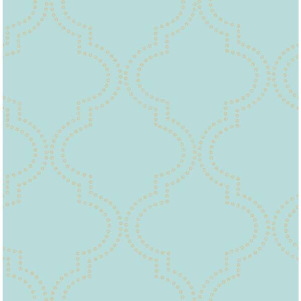 A-Street Prints Tetra Turquoise Quatrefoil Turquoise Wallpaper Sample